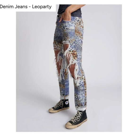 Truckers Mid Waist Straight Leg Denim Jeans - Leoparty - Picture 3 of 7